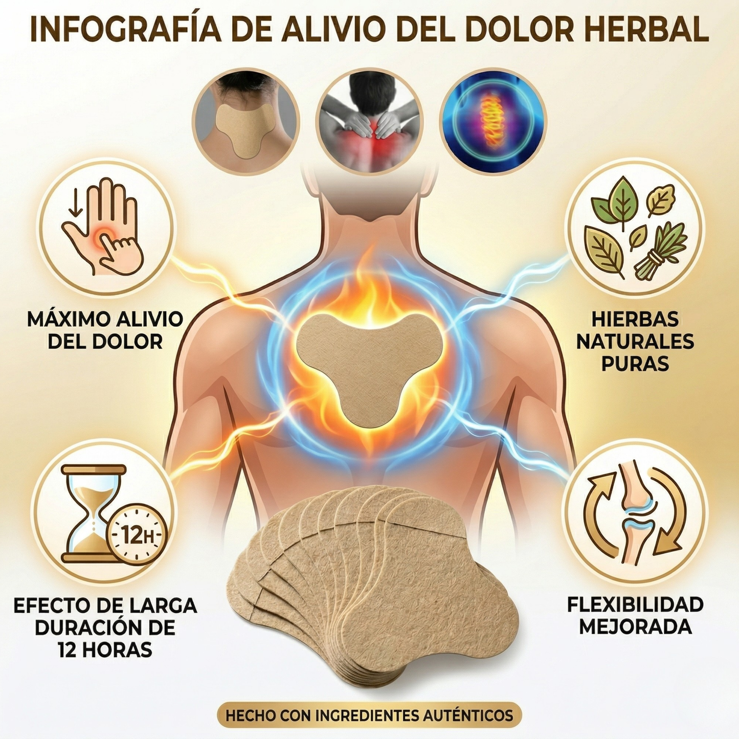 ReliefPatch Pro™ —  Set de Parches Alivia el Dolor Cervical y Lumbar en Minutos, Sin Pastillas