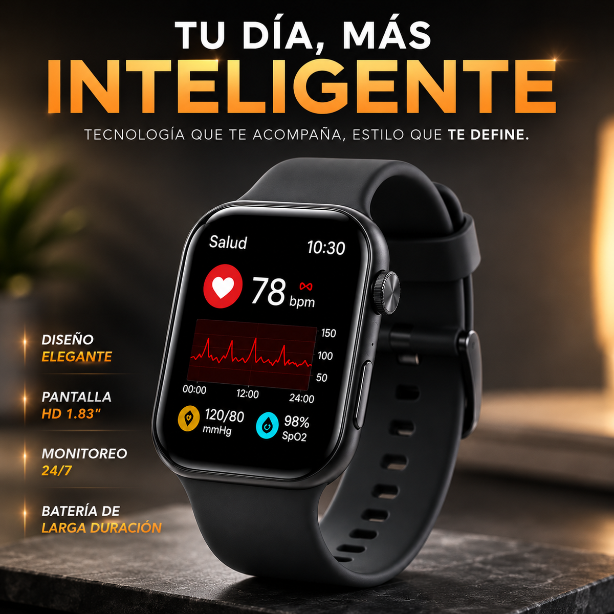 S2000 Smartwatch ™ – versátil con 7 correas intercambiables, monitoreo de frecuencia cardíaca y llamadas inteligentes