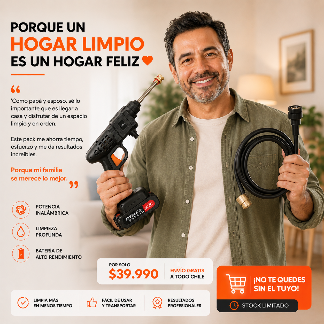 PowerClean Duo™ — Pack 2 en 1 Aspiradora + Hidrolavadora Inalámbrica 98V Max