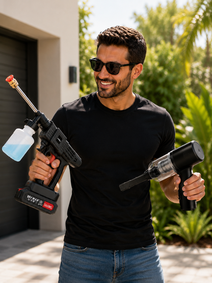 PowerClean Duo™ — Pack 2 en 1 Aspiradora + Hidrolavadora Inalámbrica 98V Max