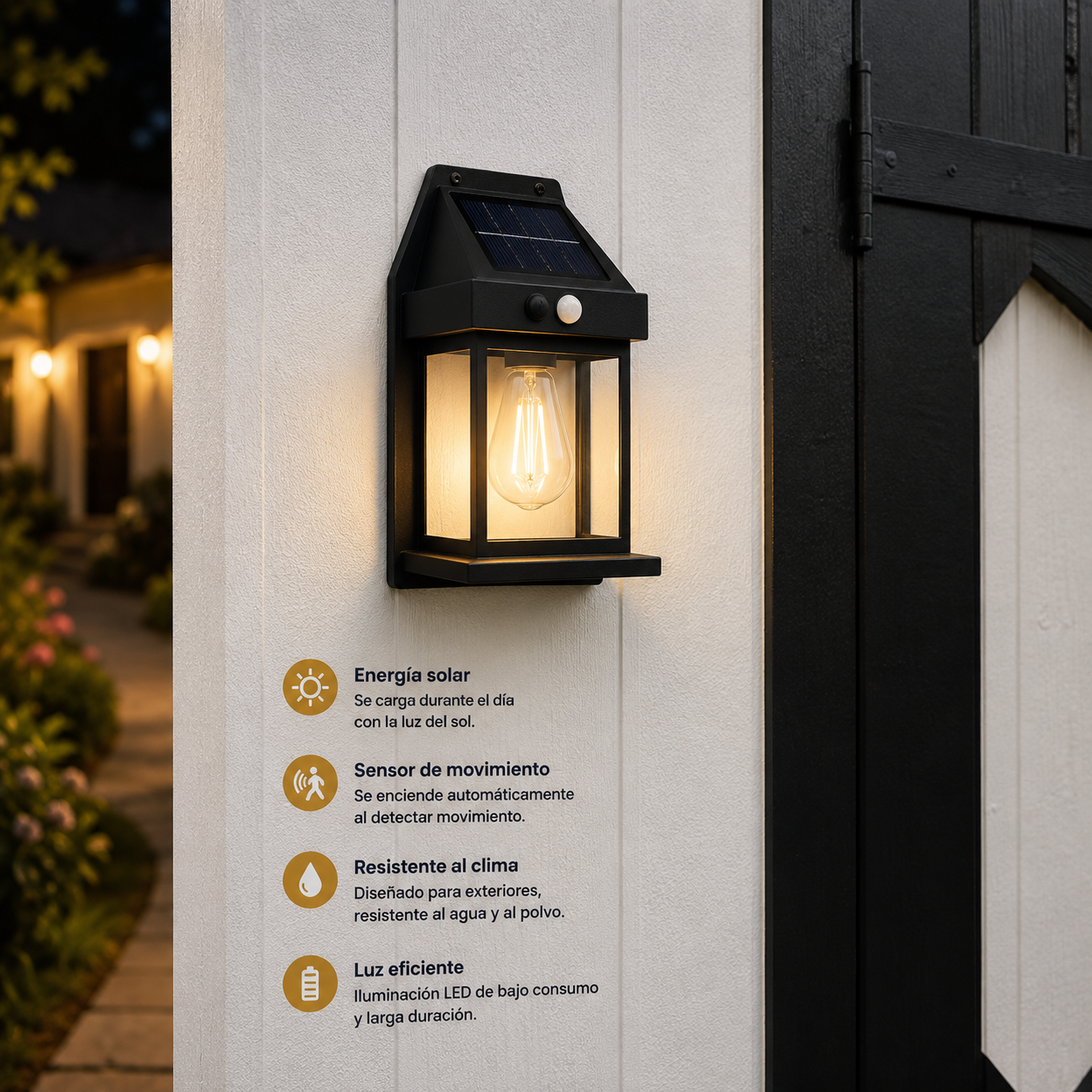 NightWatch Solar™ – Pack x2 Faroles LED con Sensor de Movimiento Ahorra Energía, Ilumina tu Exterior Toda la Noche