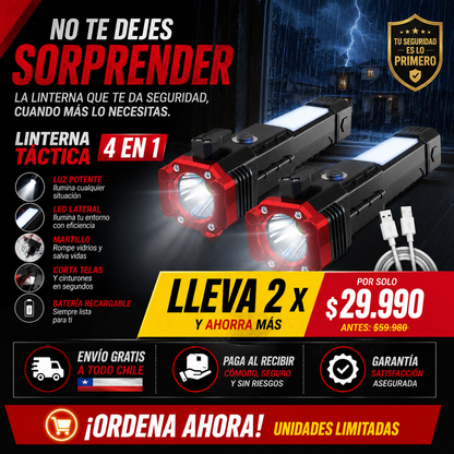 TacFlash™ – Linterna Táctica 5 en 1 Recargable USB