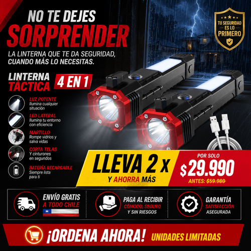 TacFlash™ – Linterna Táctica 5 en 1 Recargable USB