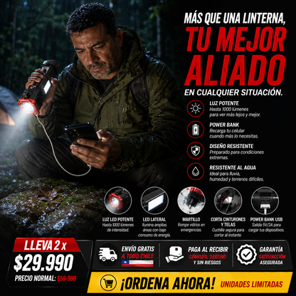 TacFlash™ – Linterna Táctica 5 en 1 Recargable USB
