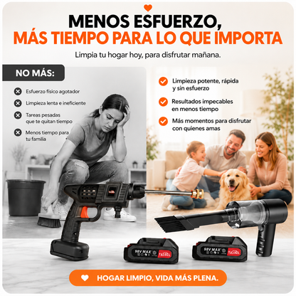 PowerClean Duo™ — Pack 2 en 1 Aspiradora + Hidrolavadora Inalámbrica 98V Max