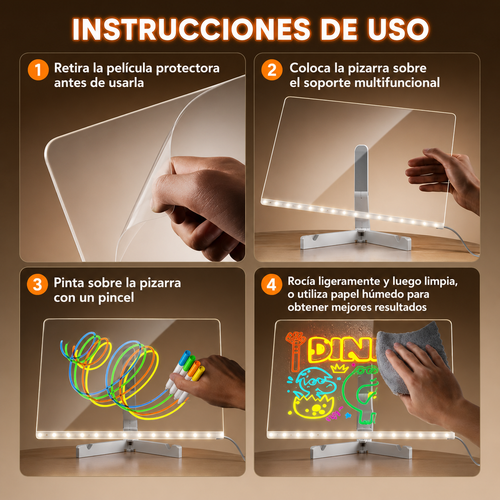 GlowBoard™ – Pizarra LED Mágica, Borra al Instante, Creatividad Sin Límites