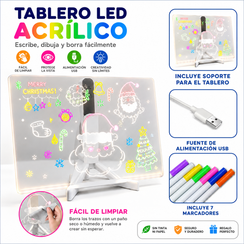 GlowBoard™ – Pizarra LED Mágica, Borra al Instante, Creatividad Sin Límites