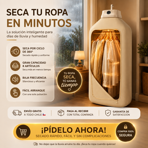 SecaMax™ – Seca hasta 8 prendas en minutos, sin tendedero, sin esperas