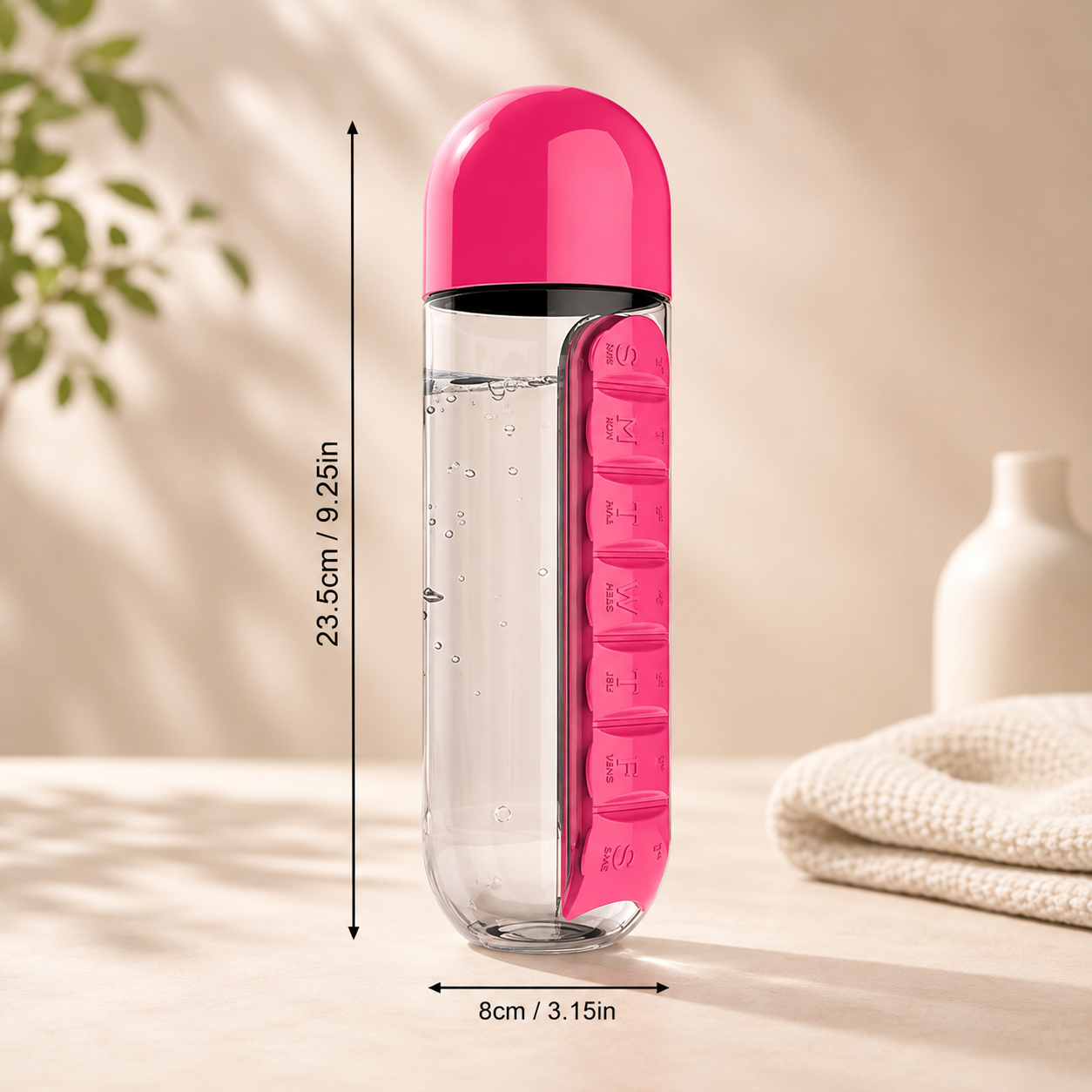 VitaBottle™ - Botella Portátil con Pastillero Integrado para tu Rutina Diaria