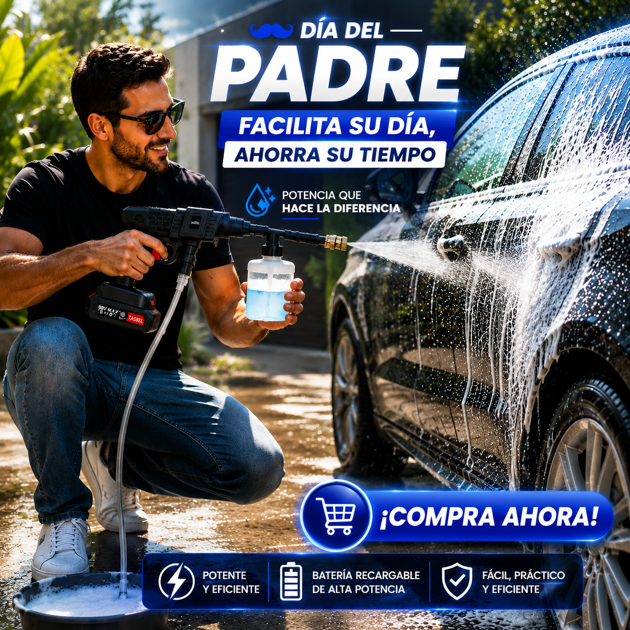 PowerClean Duo™ — Pack 2 en 1 Aspiradora + Hidrolavadora Inalámbrica 98V Max