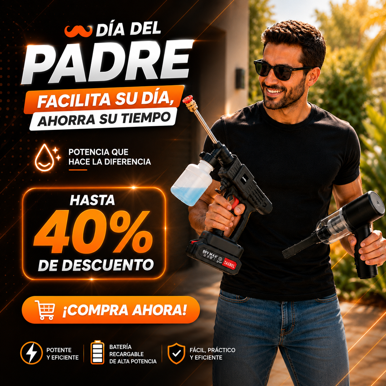 PowerClean Duo™ — Pack 2 en 1 Aspiradora + Hidrolavadora Inalámbrica 98V Max