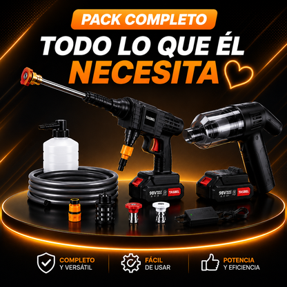 PowerClean Duo™ — Pack 2 en 1 Aspiradora + Hidrolavadora Inalámbrica 98V Max